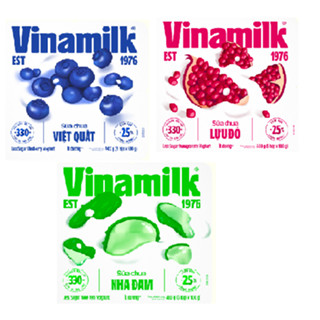 SỮA CHUA ĂN VINAMILK VIỆT QUẤT / LỰU ĐỎ / NHA ĐAM ÍT ĐƯỜNG  + Collagen - VỈ 4 HỘP X 100G