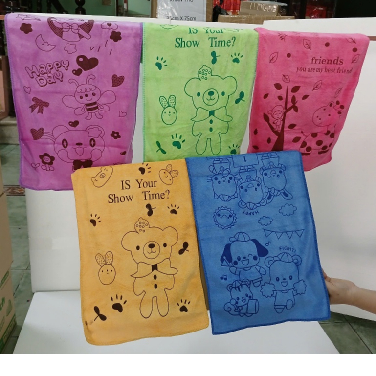 Khăn mặt 30x 50cm HÌNH THÚ CUTE siêu mềm mịn KHÔNG XÙ LÔNG