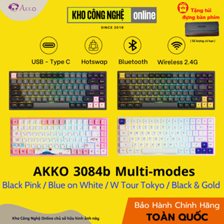 Bàn phím cơ AKKO 3084B Plus Black Pink (Bluetooth 5.0 / Wireless 2.4Ghz / Hotswap / Foam tiêu âm / AKKO CS Jelly sw)