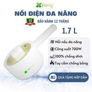 Nồi lẩu điện đa năng mini dung tích 1,7L Hiterry Nồi nấu đa năng nấu cơm nấu canh lẩu nấu mì - BH 12 THÁNG