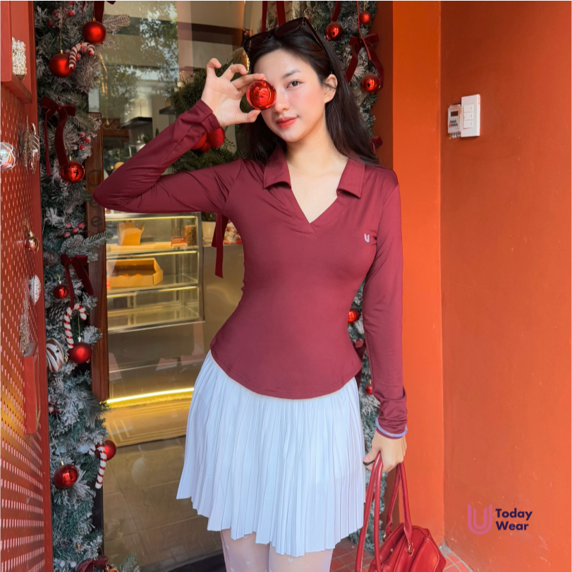 [XẢ HÀNG GIÁ SỐC] Áo thun dài tay thể thao nữ Kylie Top Today U Wear cổ chữ V tôn dáng tập gym yoga cầu lông pickleball | BigBuy360 - bigbuy360.vn