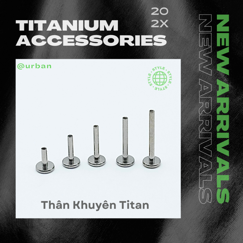 [1 Chiếc] Khuyên tai, chất liệu titan G23 ASTM F136 THÂN TITAN FLATBACK BASIC Không Ngứa phụ kiện urban  [XỎ]