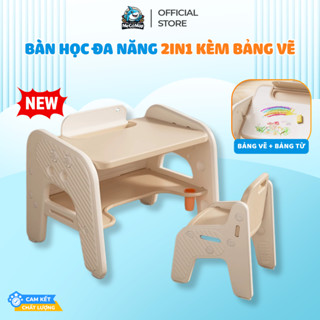 Bộ Bàn Học Kèm Ghế Cho Bé, Set Bàn Ghế Đa Năng Tích Hợp Bảng Vẽ Thông Minh Và Ngăn Sách Tiện Lợii