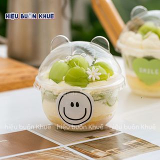 100 Ly Nhựa Đựng Bánh, Nước, Trà Sữa, Cốc Bánh Bobo Hình Chữ U Nắp Tai Gấu Nổi Tiếng [250ml - 300ml]