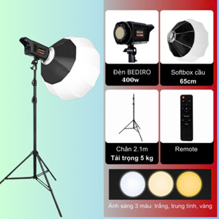 Bộ Đèn Softbox Cầu Bediro Studio Livestream Chuyên Nghiệp Đèn chụp studio công suất lớn - Đèn 3 màu sáng mịn