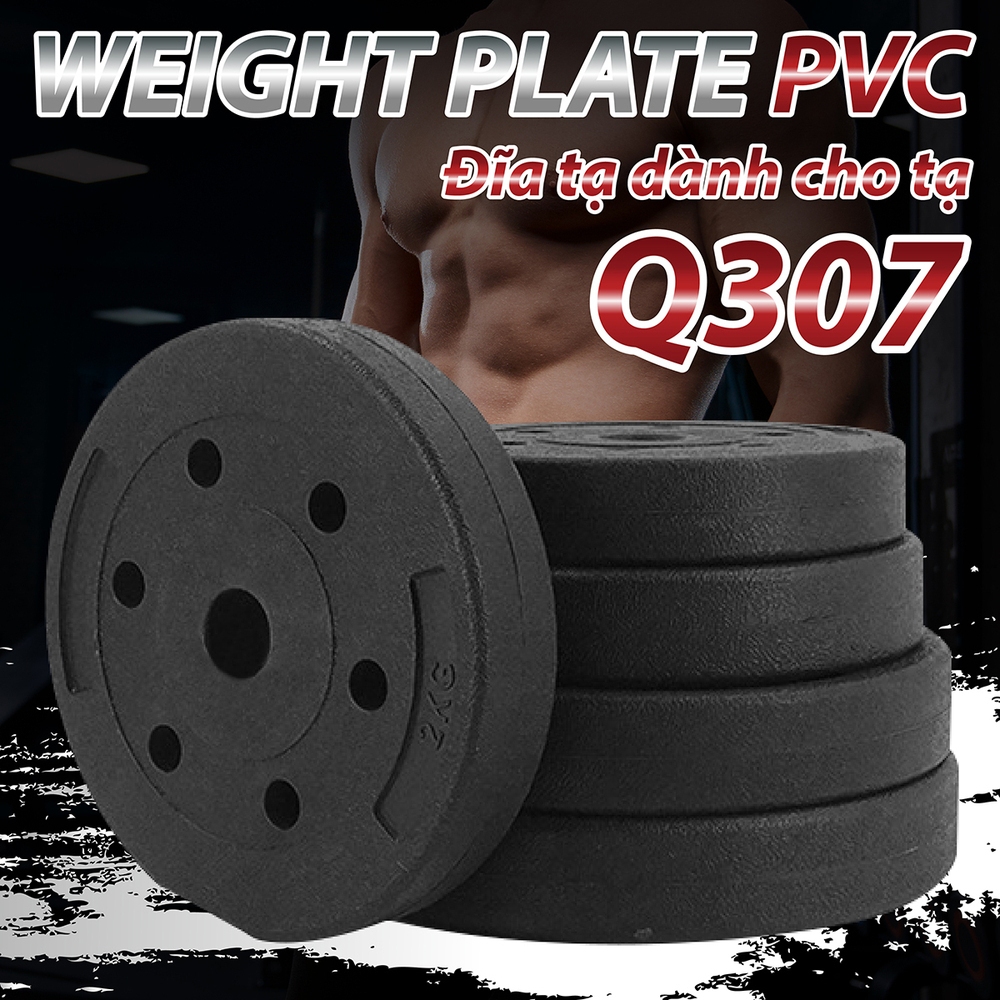 BG - Tạ miếng nhựa pvc đặc ruột tạ bánh nhựa tạ đĩa 2kg