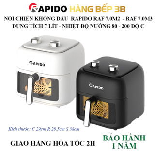 Nồi chiên không dầu Rapido RAF 7.0M2 - RAF 7.0M3 - 7 lít - 1700W - Bảo hành 12 tháng chính hãng
