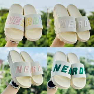 Dép nerdy quai ngang nam nữ đế Left Right cao 4cm, quai chữ NERRDY thêu nỗi Form rộng chọn giảm 1