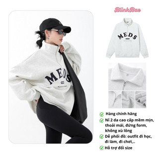Áo Sweater Zip Nữ BlinkBae Có Khóa Cổ Nỉ 2 Da Dày Dặn Không Xù In Họa Tiết Chữ Mặc Mùa Thu Đông SWZ01