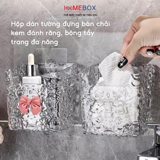 COMBO 3 Khay Đựng Đồ Dán Tường Trong Suốt, Kệ Đựng Bông Tẩy Trang Đồ Trang Điểm Mỹ Phẩm Nhà Tắm