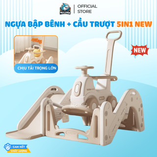   Kèm Máy Phát Nhạc  Ngựa Bập Bênh Pakey Đa Năng Mới Kèm Xe Thú Nhún Cao Cấp + Cầu Trượt Bảo Hành Uy Tín 