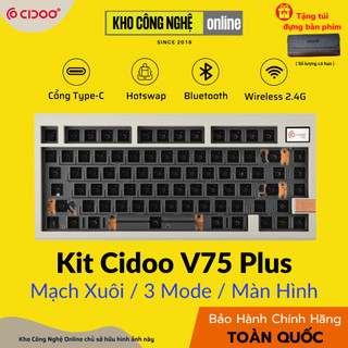  Kit Cidoo V75 Plus - Kit Bàn phím cơ Cidoo V75 Plus 3 mode Màn Hình Mạch Xuôi  Hàng Chính Hãng  