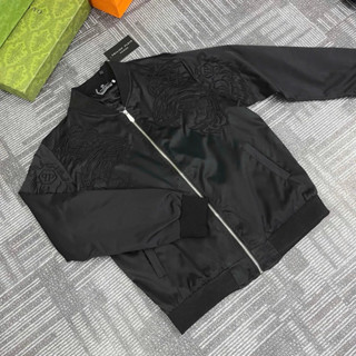 Áo Khoác Bomber Gió Philip Plein Thêu Hinh Hổ Vằn Hai Bên Ngực Phối Tag Logo Sau Lưng 2 Lớp Dầy Dặn Boy Phố 2025