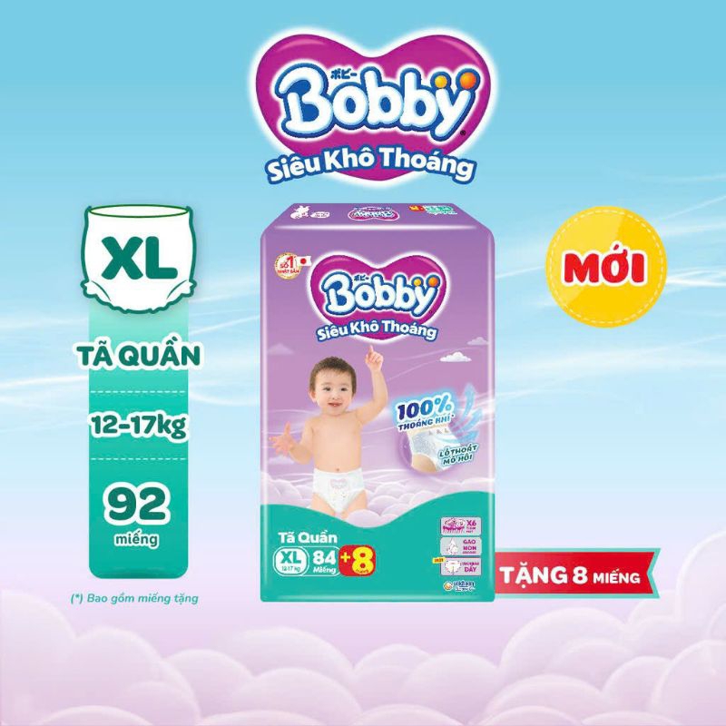 Tã bỉm quần Bobby XL84 +8/XL84 +4/XL84 mẫu mới