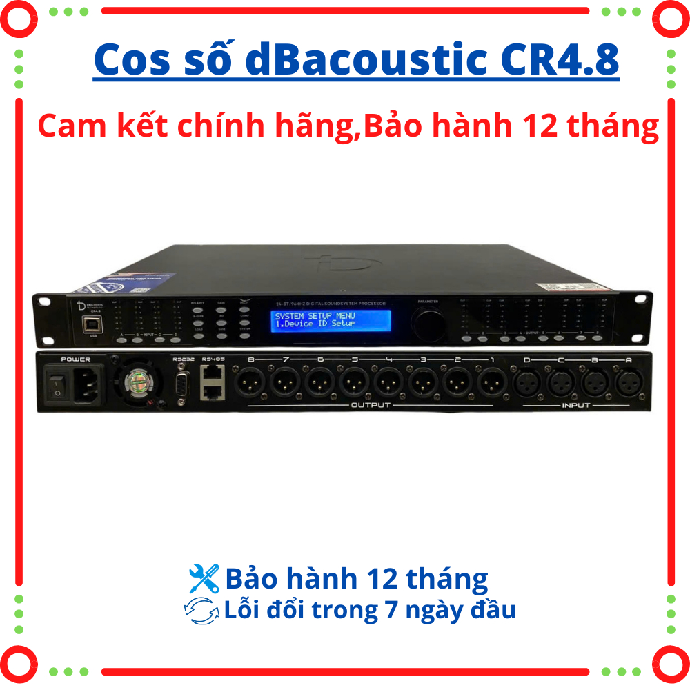 Cos số dBacoustic CR4.8 – Crossover dBacoustic CR4.8 4 in – 8 out. Cam kết chính hãng dBacoustic.L/h