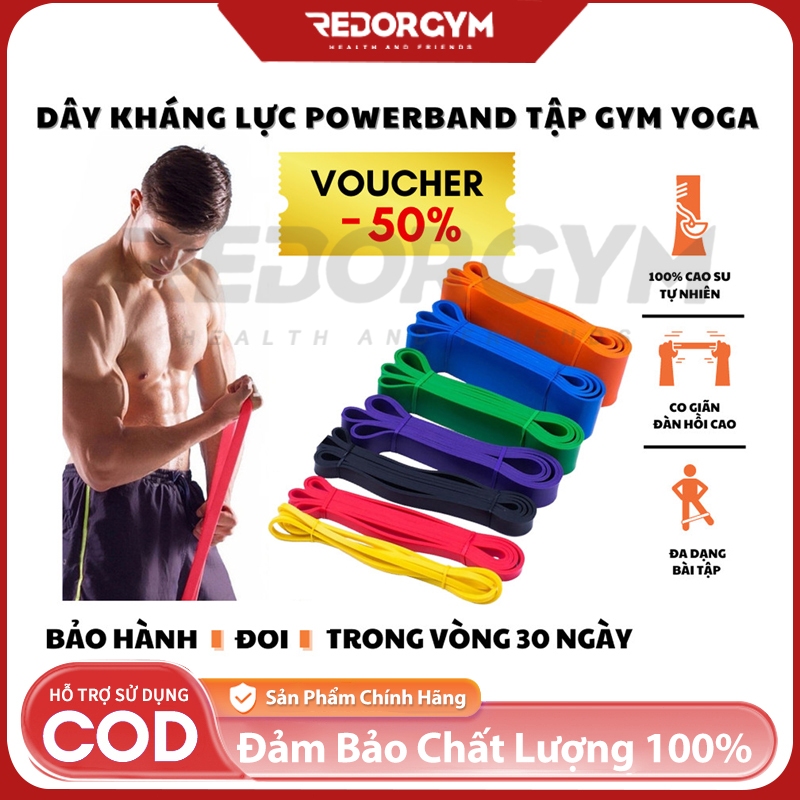 Redorgym -Dây kháng lực tập gym power band đàn hồi cao su tập tay chân mông vai đùi nam nữ-