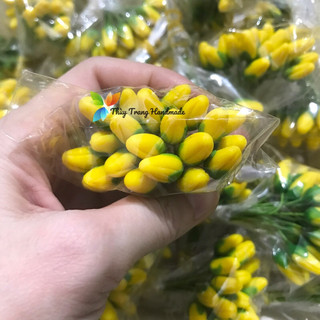 Nụ hoa mai, hoa đào đất sét làm hoa voan, hoa giấy