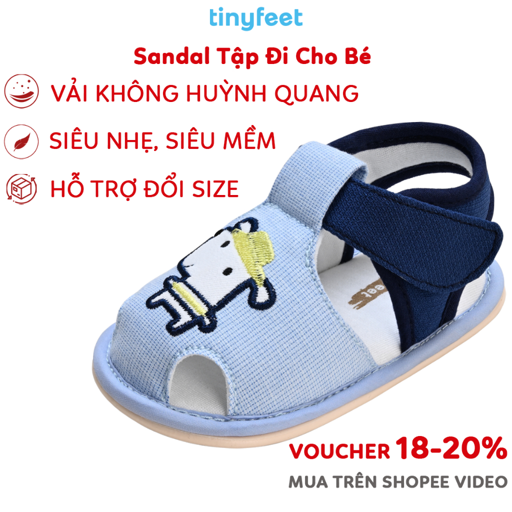 Sandal Tập Đi Cho Bé 1-3 Tuổi TINYFEET TN01 Vải Cotton Siêu Nhẹ, Chống Trơn Trượt