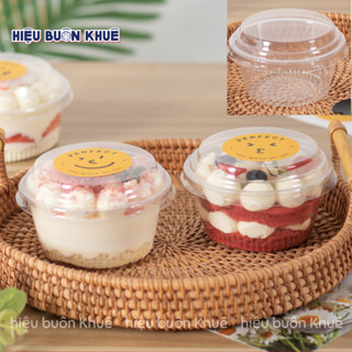 100 Hộp Nhựa Tròn Đựng Bánh Lạnh, Tiramisu, Mousse, Pudding, Sữa Chua, Trái Cây 210ml [XY581]