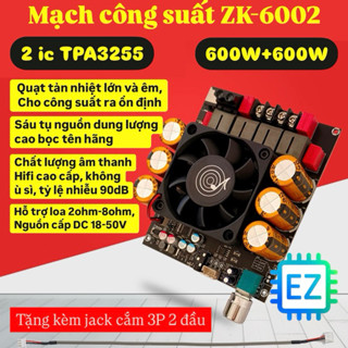 ZK-6002 Mạch khuyếch đại âm thanh 2.0 TPA3255 600W+600W 18-50VDC