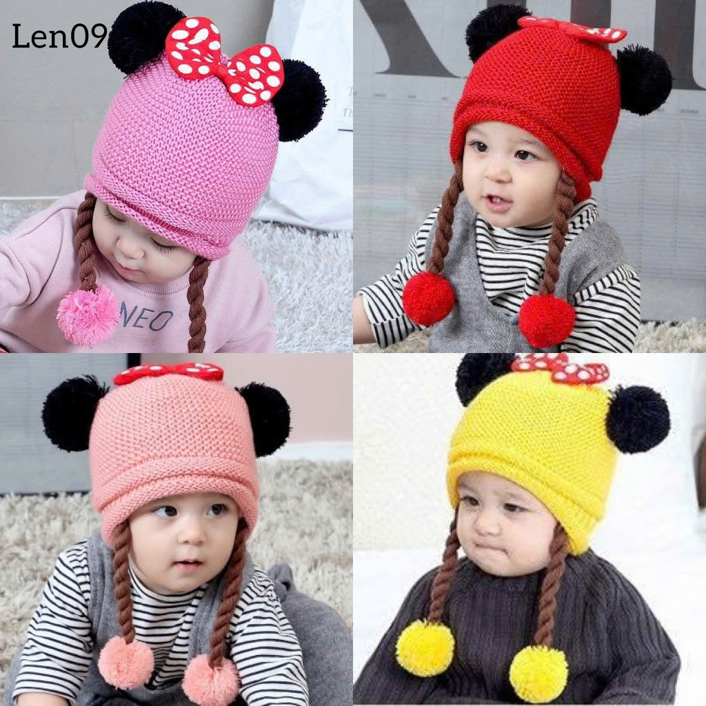 Nón len thắt bính cho bé 3-18 tháng tuổi Len09