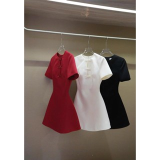 Đầm dự tiệc thiết kế cổ tròn đính nơ, dáng ngắn chữ A basic trẻ trung, thanh lịch - EVIA dress