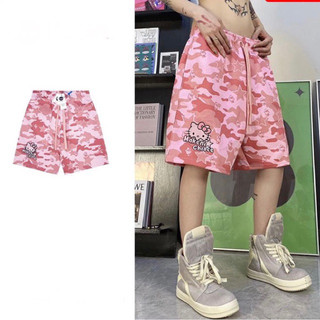 Hello Kitty quần short thêu phong cách đường phố rộng rãi - thương hiệu thời trang ống rộng UNISEX nam  - nữ