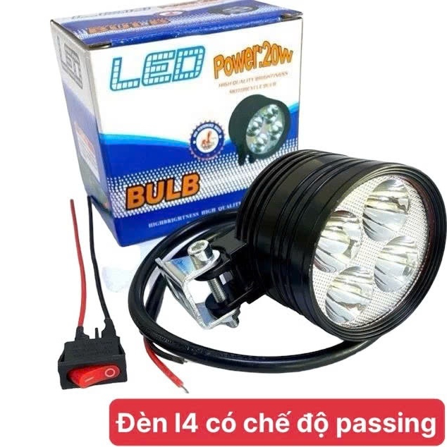 Đèn trợ sáng l4 Ngắn Siêu Sáng-Chống Nước 3 chế độ Mẫu mới 2024 tặng kèm công tắc