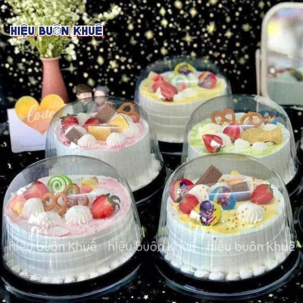 50 Hộp Nhựa Đựng Bánh Bông Lan Trứng Muối, Bánh Kem, Bánh Các Loại Nắp Bầu Cao [H25 Lọt Lòng 16cm]