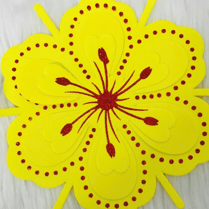 2 Sét hoa mai xốp dẻo dán tường - dán kiếng phụ kiện trang trí tết [VPP Quang Linh] (vpp Quang Linh)