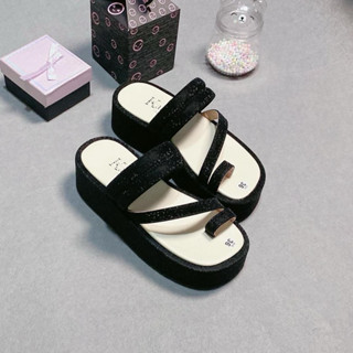 Dép Nữ đế xuồng quai kẹp và 2 quai cao 5cm quai da mềm êm mũi vuông