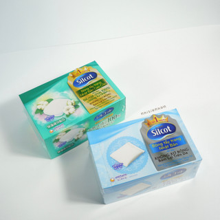 Bông tẩy trang Silcot Xanh Lá và Xanh Dương, Xanh Đậm