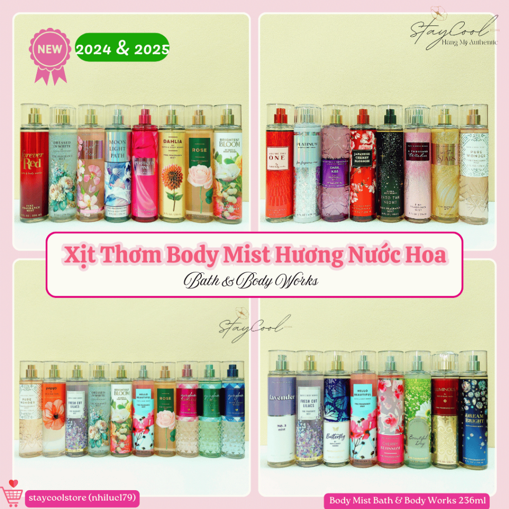 Link 1| Mùi Hot- Xịt thơm Body mist Bath & Body Works 236ml