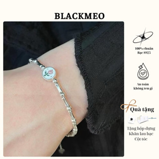 [Có Sẵn] Lắc Tay Bạc Nữ Charm Hoa Hồng Vintage Dây Bi 100% Bạc Ý S925 Cao Cấp Blackmeo