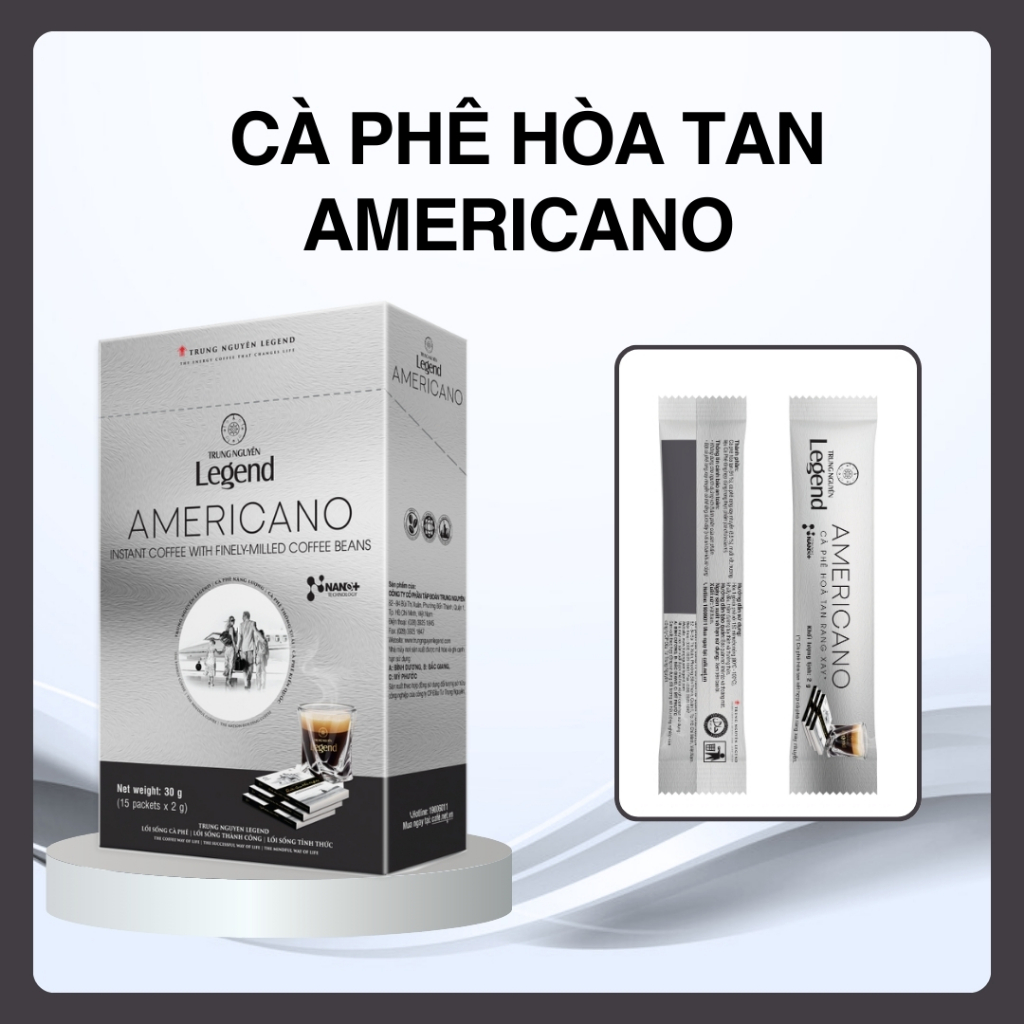 Cà phê hòa tan Trung Nguyên Legend – Americano, 02 g/ gói x 15 gói/ hộp