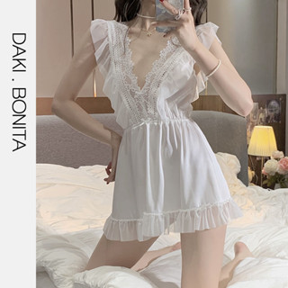   Loại 1  Váy ngủ sexy lụa cao cấp phối ren DK06 thiết kế cổ chữ V quyến rũ kèm quần lót lọt khe gợi cảm. 