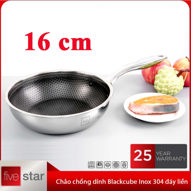Chảo Chống Dính Blackcube Fivestar 3 Lớp Đáy Liền Inox 304 Siêu Bền Chống Trầy Xước, Bảo Hành 25 Năm