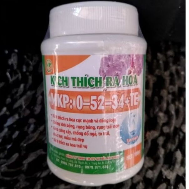 Phân bón Kích thích ra hoa MKP 0-52-34+TE hủ 100g Hải An Khang ra hoa cực mạnh, chống đổ cây, rụng t