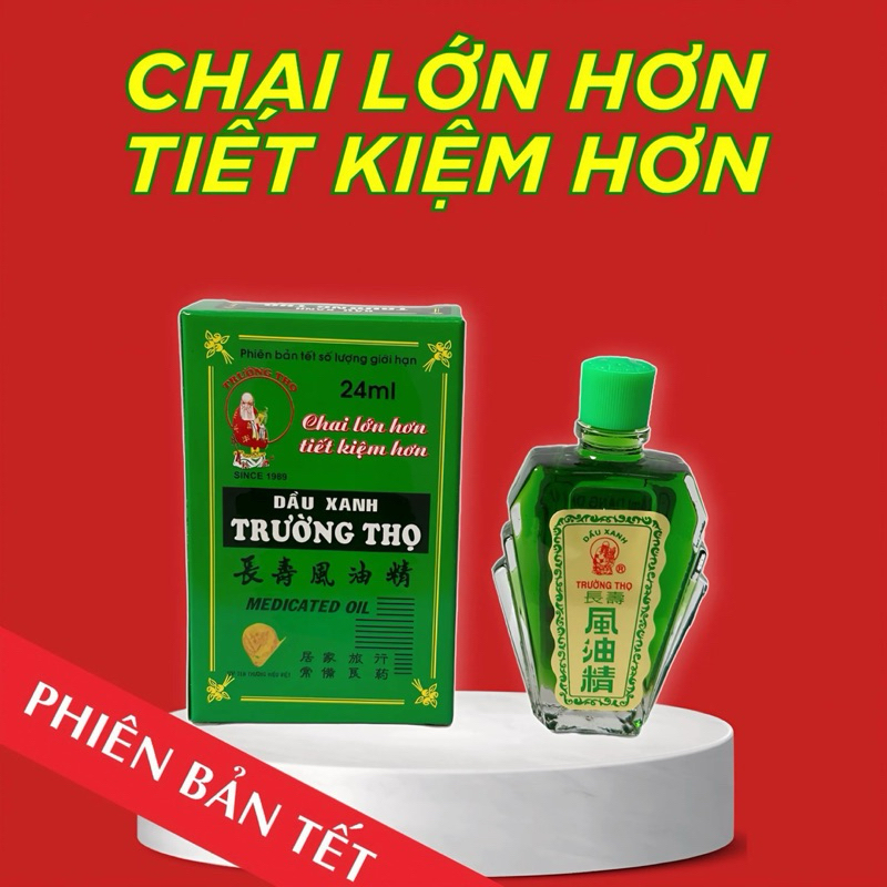 Dầu Xanh Trường Thọ 24ml (chai lớn hơn, tiết kiệm hơn)