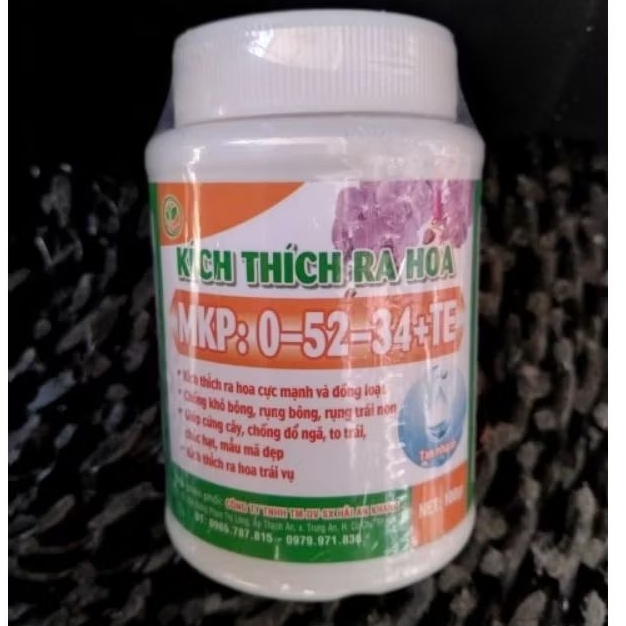 Phân bón Kích thích ra hoa MKP 0-52-34+TE (hủ 100g) Hải An Khang ra hoa cực mạnh, chống đổ cây, rụng