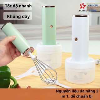 Máy đánh trứng mini cầm tay RAVINE, máy xay tỏi ớt đa năng không dây an toàn khi sử dụng