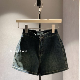 [ nhatran CO DÃN] Quần đùi short jean nữ phom ôm cạp cao màu trắng đen Lai Gấp MS305-206