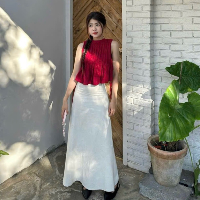 CHÂN VÁY LINEN FORM DÀI (may 2 lớp)