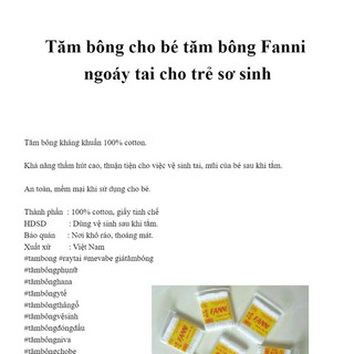 6 Gói tăm bông ngoáy tai Fanni cho bé-bé sơ sinh