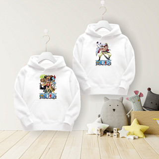 Áo Hoodie One Piece Vua Hải Tặc nỉ bông màu trắng cho bé trai đủ size từ 10kg - 60kg