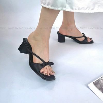 Giày guốc sục nữ MYSS quai ngang phối nơ nhí 5cm thời trang - SU211