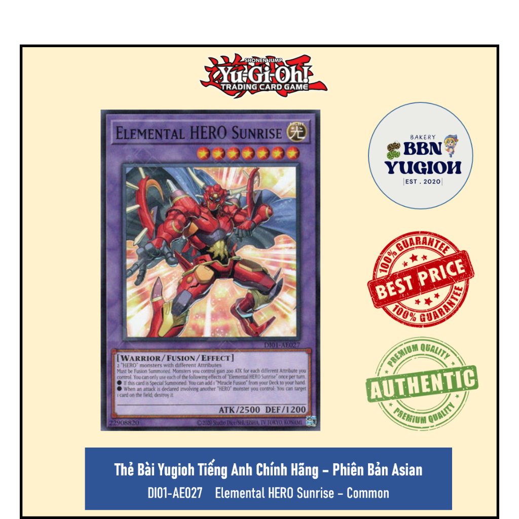 Thẻ Bài Yugioh Tiếng Anh Châu Á Chính Hãng: DI01-AE027 - Elemental HERO Sunrise - Common
