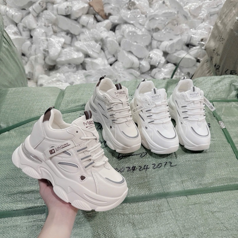 Giày Thể Thao Nữ - Giày Thể Thao Nữ Đế Độn 7CM Chất Liệu Da Thời Trang Năng Động