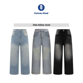 Calem Club - Quần Jeans Wash cạp cao Ống Rộng tôn dáng form thụng unisex Hàn Quốc