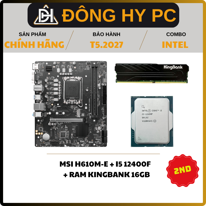 Combo MSI H610M-E + Intel Core I5 12400F + RAM Kingbank 16GB